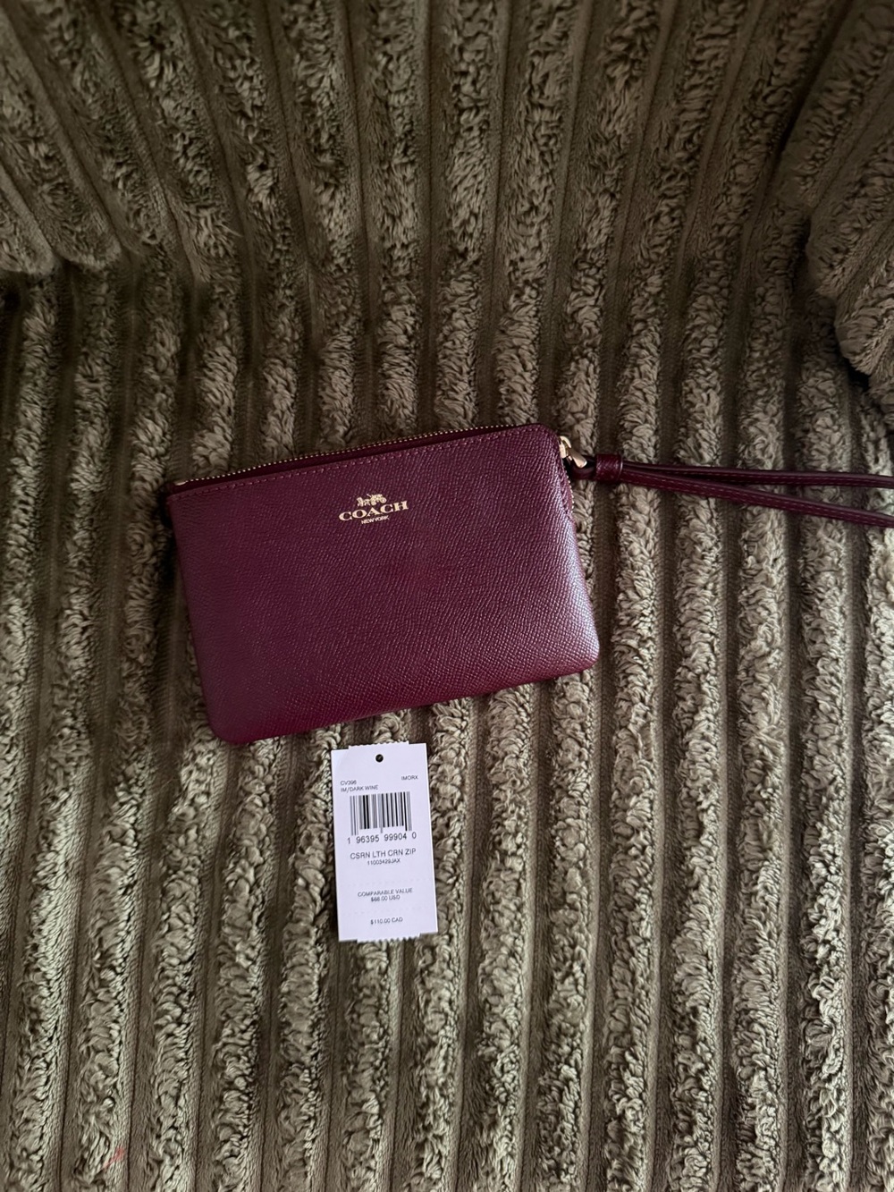Coach Pebbled Leather Wristlet in Plum